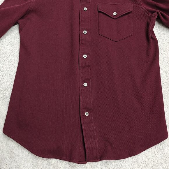 Murano Liquid Luxury Shirt Men's M Wine Red Slim Fit Thick Textured Retro - Picture 3 of 10